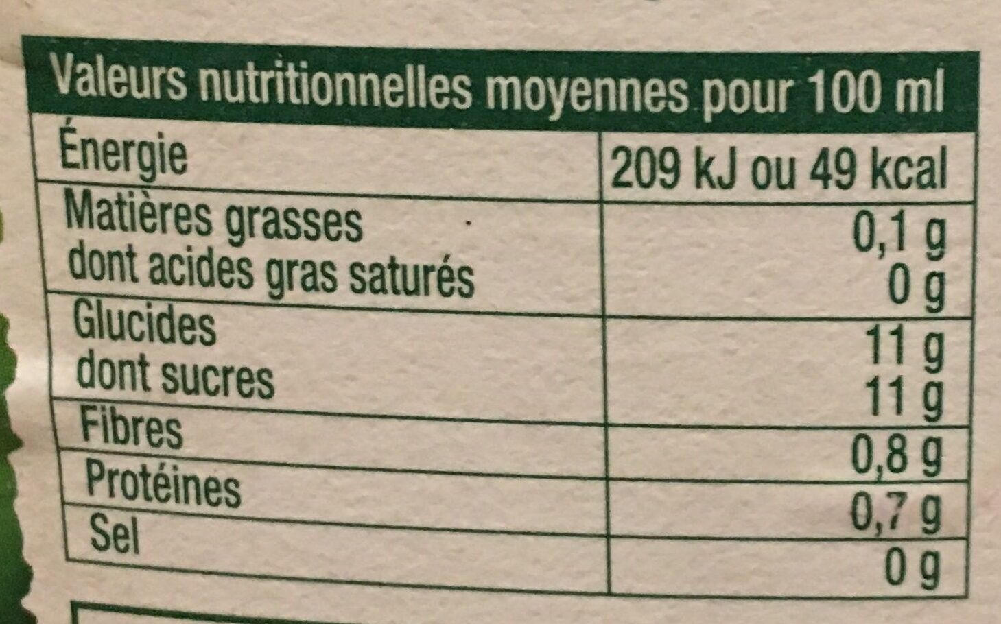 Oranges Pressées - Nutrition facts - fr