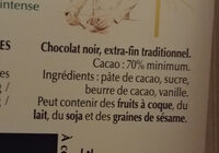 Excellence - Chocolat noir 70% - Ingredients - fr