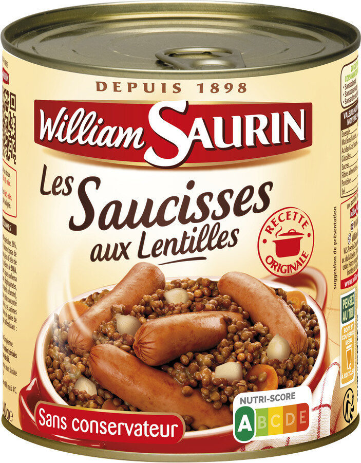 WILLIAM-SAURIN- SAUCISSES LENTILLES 840g - Product - fr