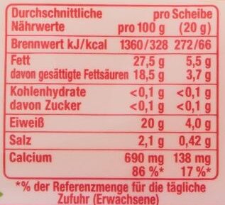 Babybel Scheiben - Nutrition facts - de