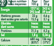 Babybel Bio - Nutrition facts - fr