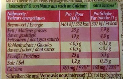 Fol Epi classic - Nutrition facts - fr