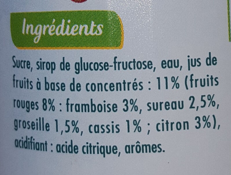 Sirop de Grenadine - Ingredients - fr