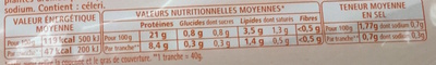 Le fumé au bois de chêne - 2 tr. - Nutrition facts - fr