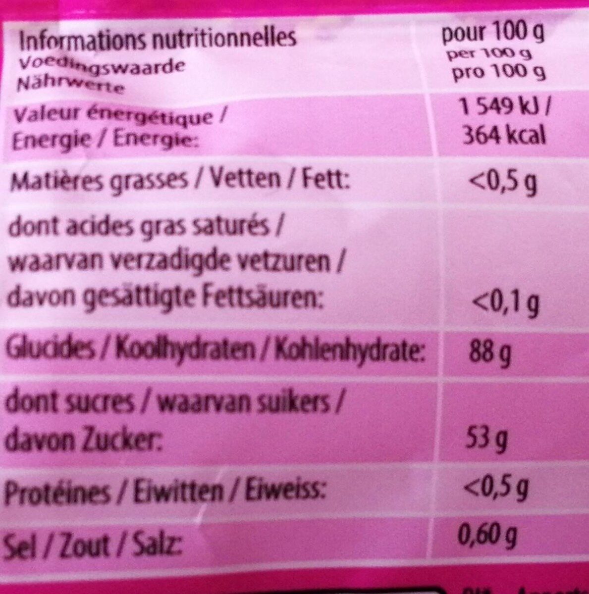 Dragibus P!k - Nutrition facts - fr