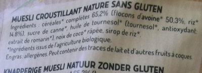 MUESLI CROUSTILLANT NATURE - Ingredients - fr