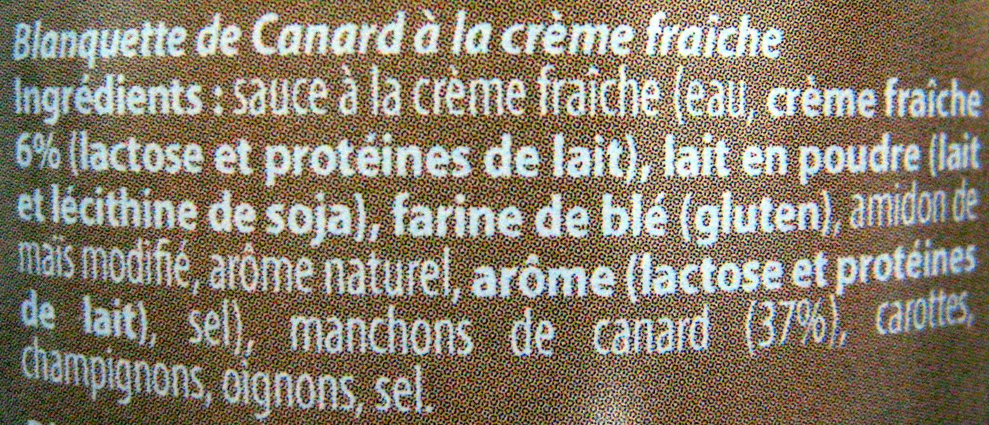 Blanquette de Canard à la Crème Fraîche - Ingredients - fr