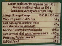 Terroirs du Comté AOP (Le goût rustique du Revermont) - Nutrition facts - fr