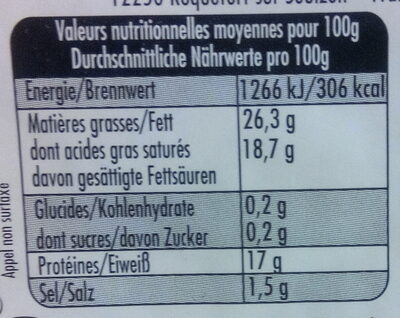 Pérail (26,3% MG) - Nutrition facts - fr
