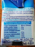 Crème légère semi épaisse - Nutrition facts - fr