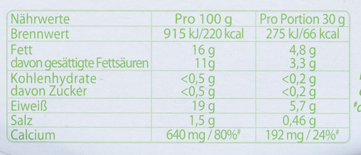 Géramont Kräuter-leicht - Nutrition facts - de