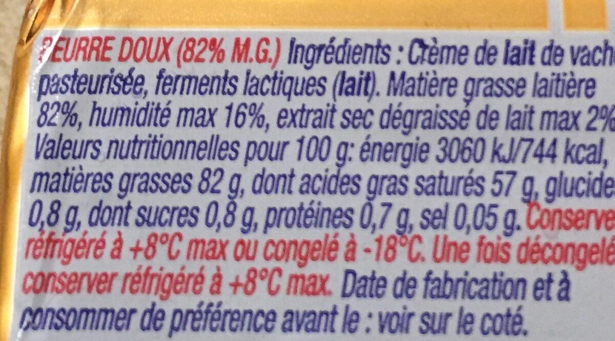 Beurre Gastronomique doux - Ingredients - fr