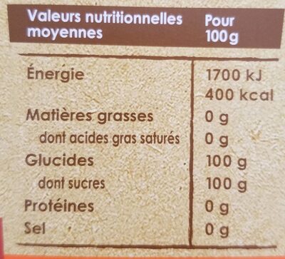 Cassonade pure canne - Nutrition facts - fr