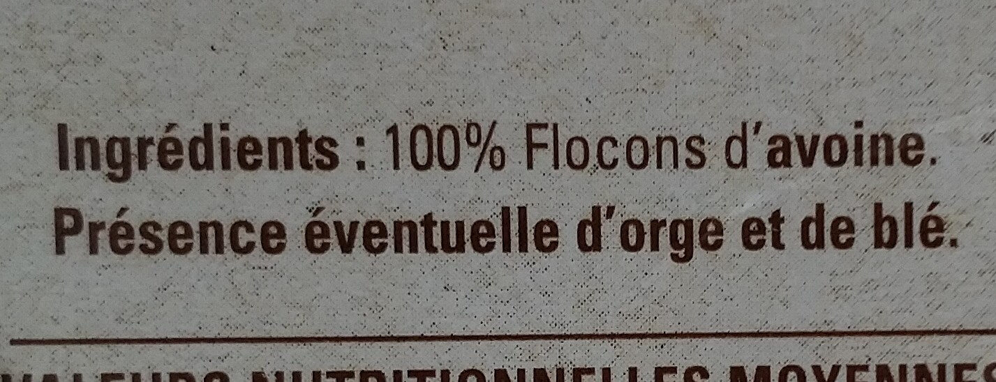 Quaker Oats Flocons d'avoine complète - Ingredients - fr