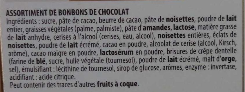 Assortiment de Bonbons de Chocolat - Ingredients - fr