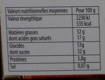Assortiment de Bonbons de Chocolat - Nutrition facts - fr