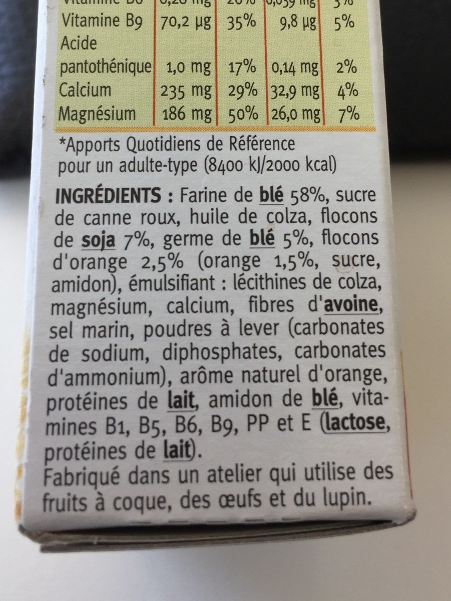 Biscuit Soja Orange - Ingredients - fr
