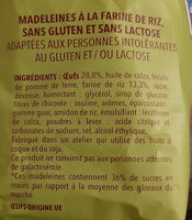 SS GLUT MADELEINES - Ingredients - fr
