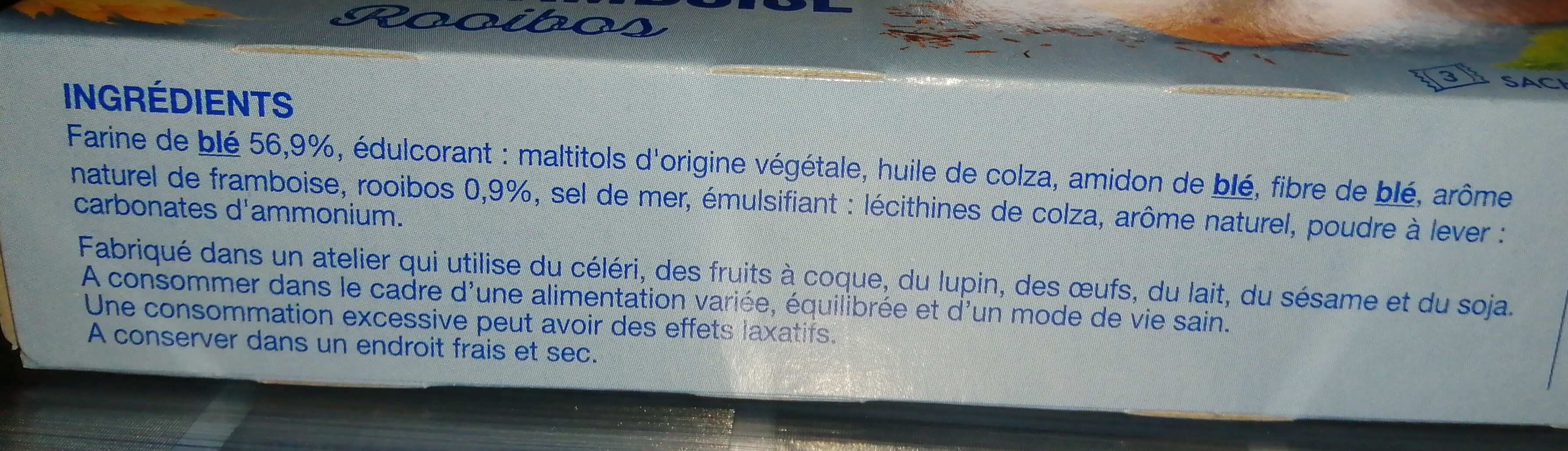 Sablé saveur framboise Rooibos Sans Sucres - Ingredients - fr