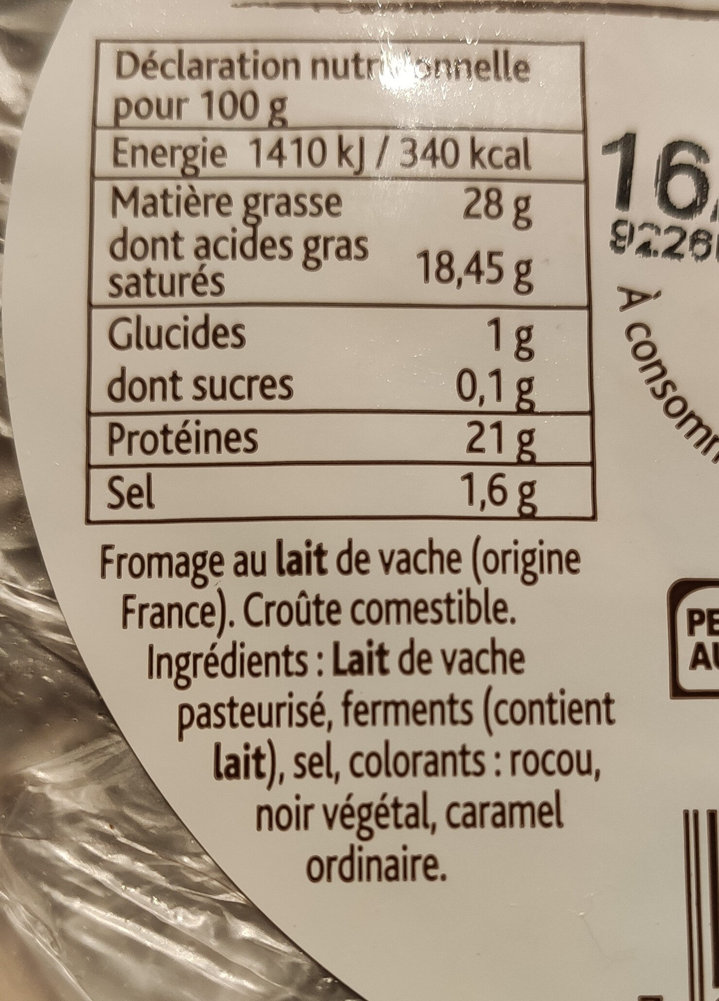 Tomme Fruitée (28 % MG) - Ingredients - fr