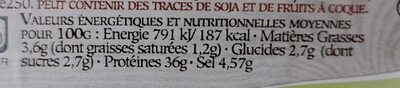 Bœuf Charolais séché - Nutrition facts - fr