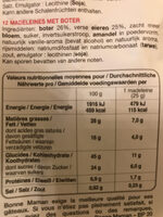 La Madeleine Pur beurre - Nutrition facts - en