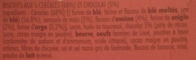 Cocottes Petit Déj Chocolat & 5 céréales - Ingredients - fr
