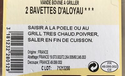 Les Bons Morceaux bavette d'aloyau - Ingredients - fr