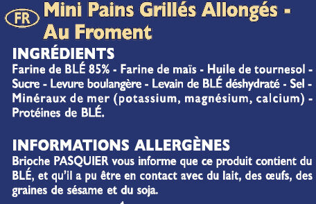 Ficelles de pain Froment - Ingredients - fr