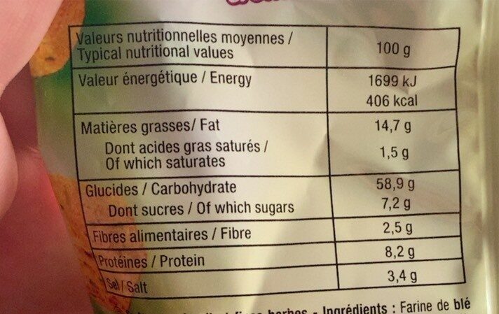 Croutons salade ail et fines herbes - Nutrition facts - fr