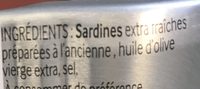 Sardines à l'huile d'olive extra vierge Grand Cru 2016 - Ingredients - fr