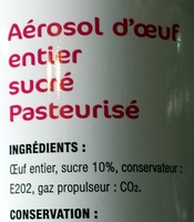Egg spray sucré pasteurisé pour dorure - Ingredients - fr