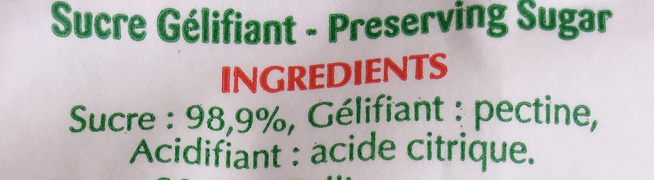 Confisuc Gelée - Ingredients - fr