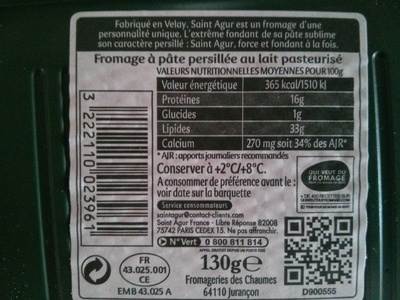 Saint Agur 25% - Ingredients - fr