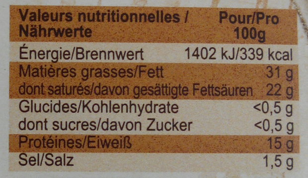 Au Bouchon - Nutrition facts - fr