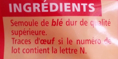 Coquillettes - pâtes de qualité supérieure - Ingredients - fr