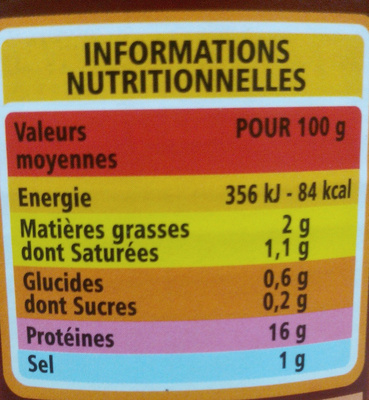 Tripes à la Tomate - Nutrition facts - fr