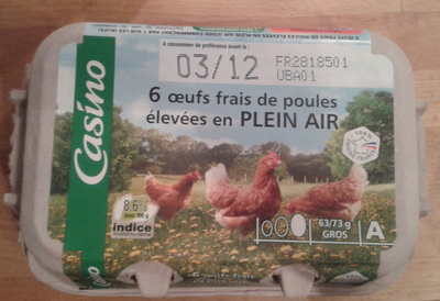 6 oeufs frais de poules élevées en plein air - Product - fr