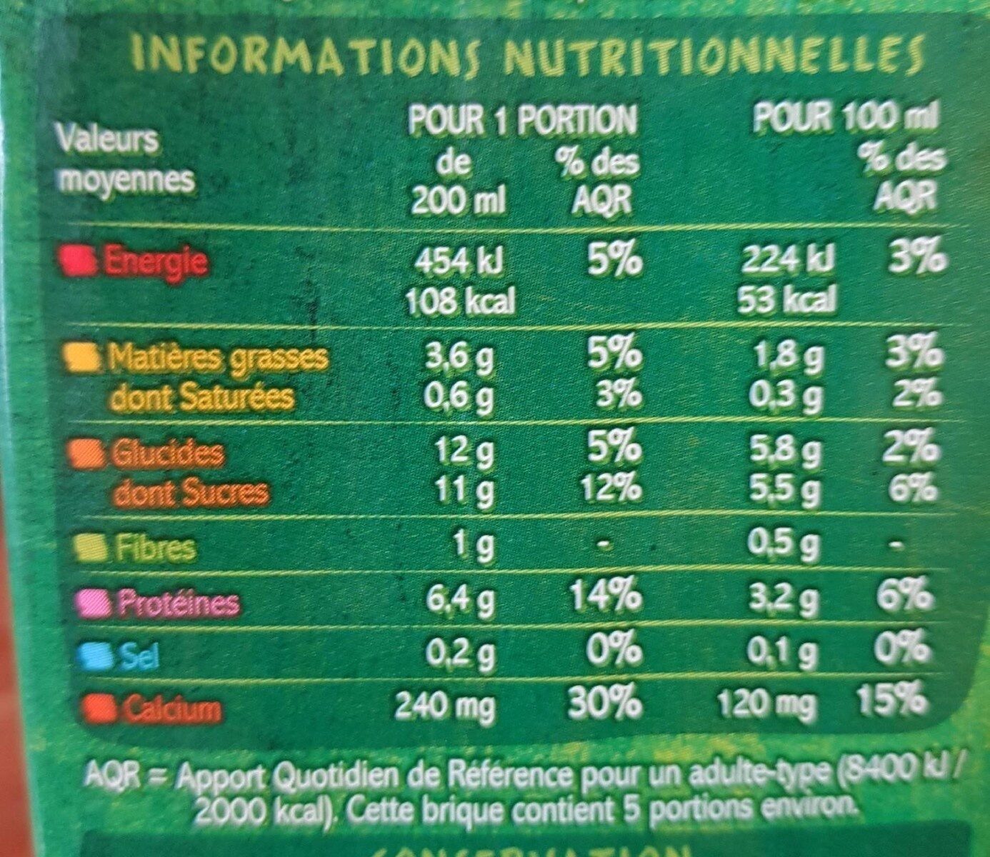 Boisson au soja à la vanille Bio Casino - Nutrition facts - fr