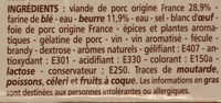 Pâté en croûte supérieur Label Rouge - Ingredients - fr