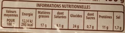 Pâté en croûte supérieur Label Rouge - Nutrition facts - fr