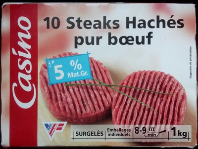 10 Steaks hachés Pur boeuf - 5% Mat. Gr. - Product - fr