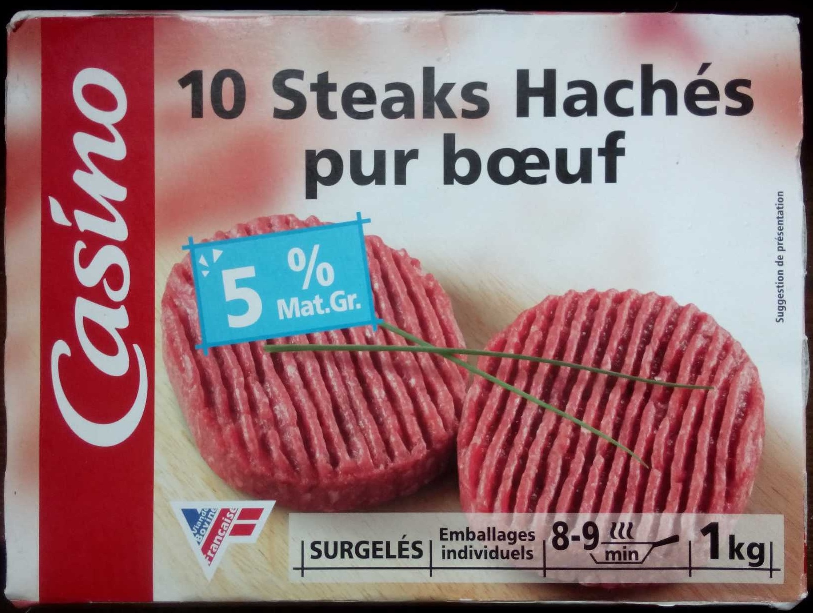 10 Steaks hachés Pur boeuf - 5% Mat. Gr. - Product - fr