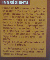 Cookies Pépites de Chocolat et Noix de Coco - Ingredients - fr