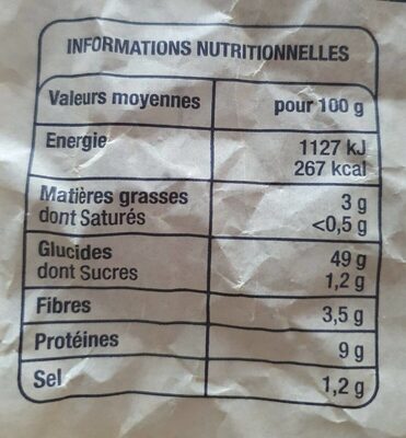 Pavé multicéréales - Nutrition facts - fr