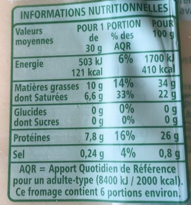 Comté - Affiné 6 mois minimum - Nutrition facts - fr
