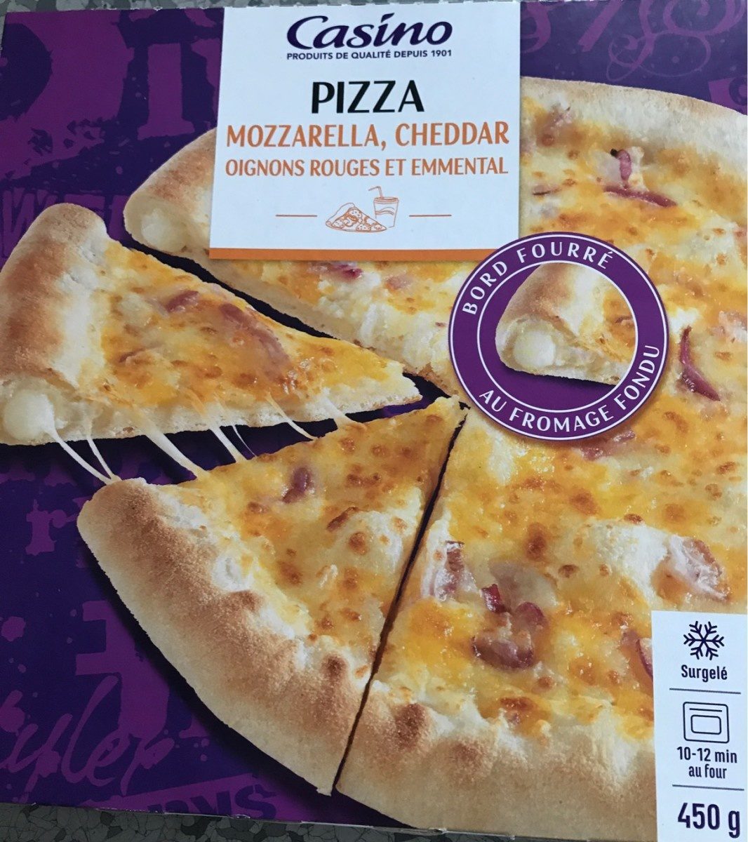 Pizza mozzarella, cheddar, oignons rouges et emmental avec bord fourré au fromage fondu - Product - fr