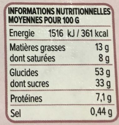 Cake Marbré - Nutrition facts