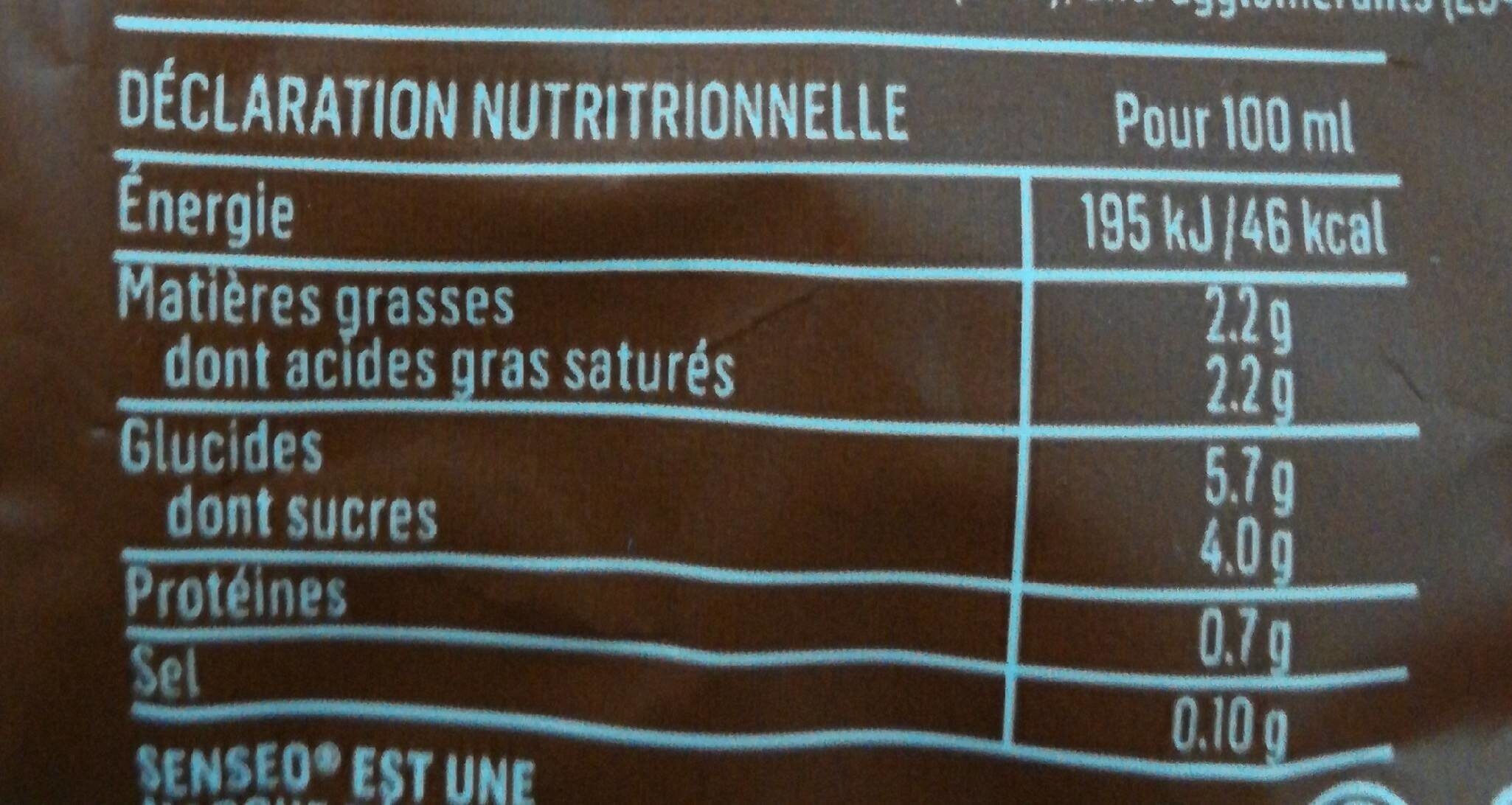 cappuccino - Nutrition facts - fr
