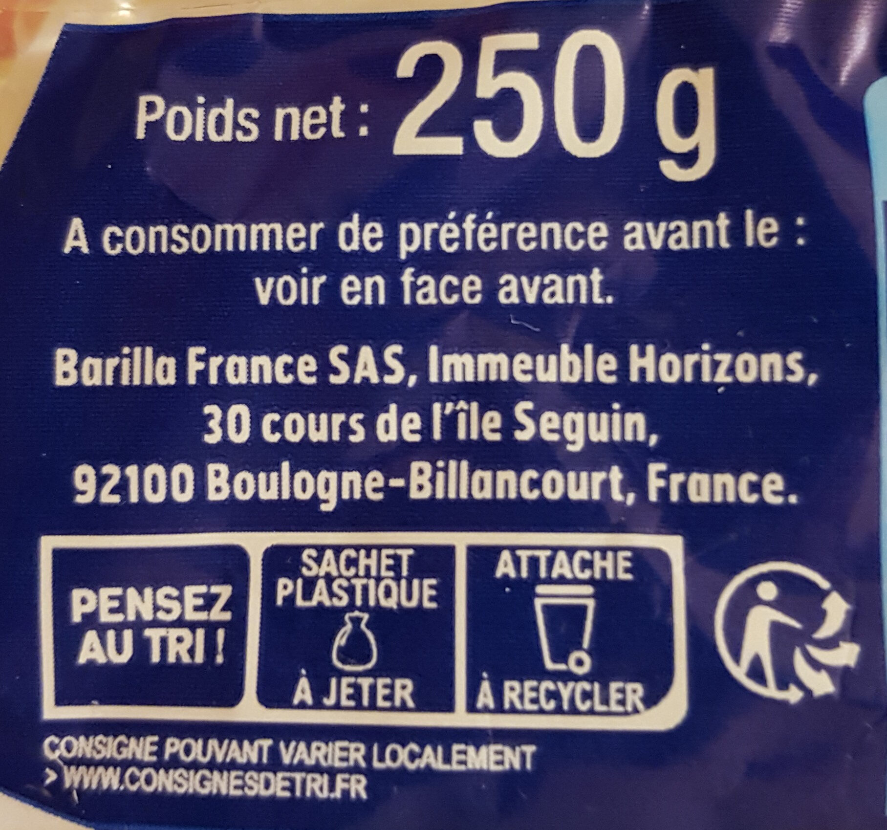 Harrys pain de mie longue conservation nature 250g - Recycling instructions and/or packaging information - fr